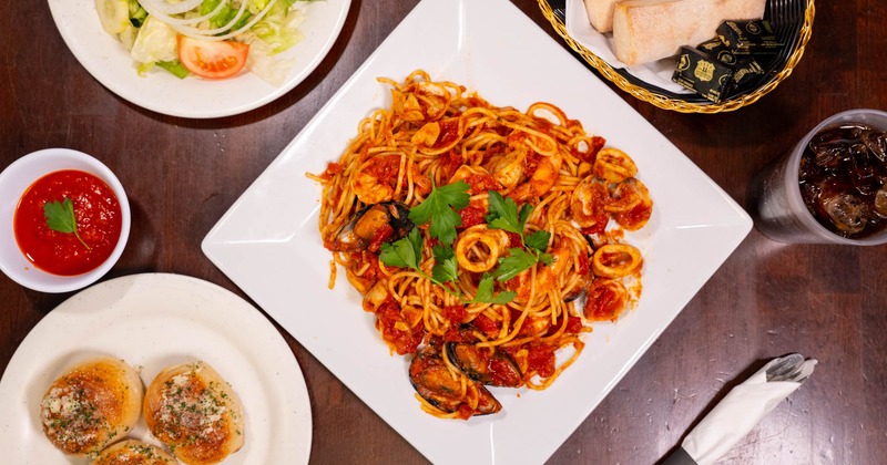 Seafood combo, top view