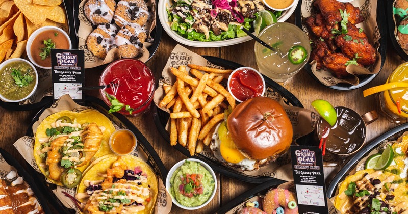 Photo of catered food spread on table.