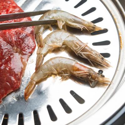 Shrimp and other meat.