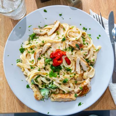 Creamy chicken fettucine alfredo.