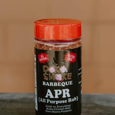 A container of Doko Smoke BBQ All Purpose Rub.