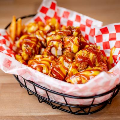 Chicken fries with melted mozzarella cheese and habanero honey mustard.