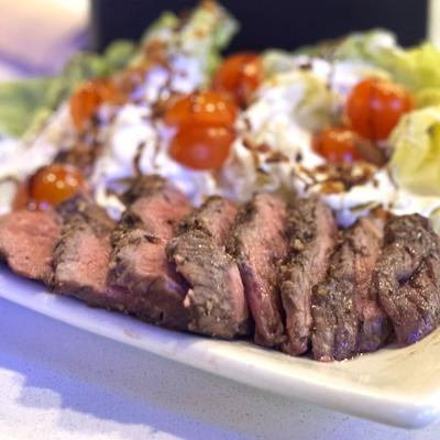 Sirloin & Wedge Salad, close up.