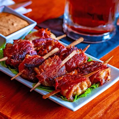 Bacon Wrapped Shrimp with Pepper Jack Cheese.