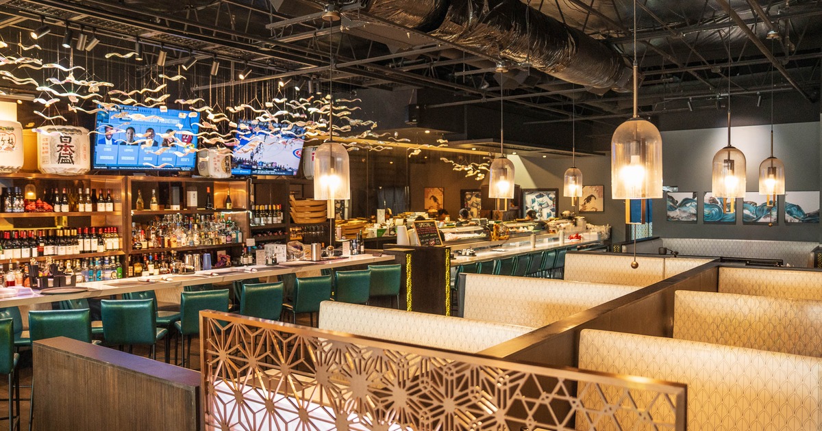 Interior, restaurant booths in dining area