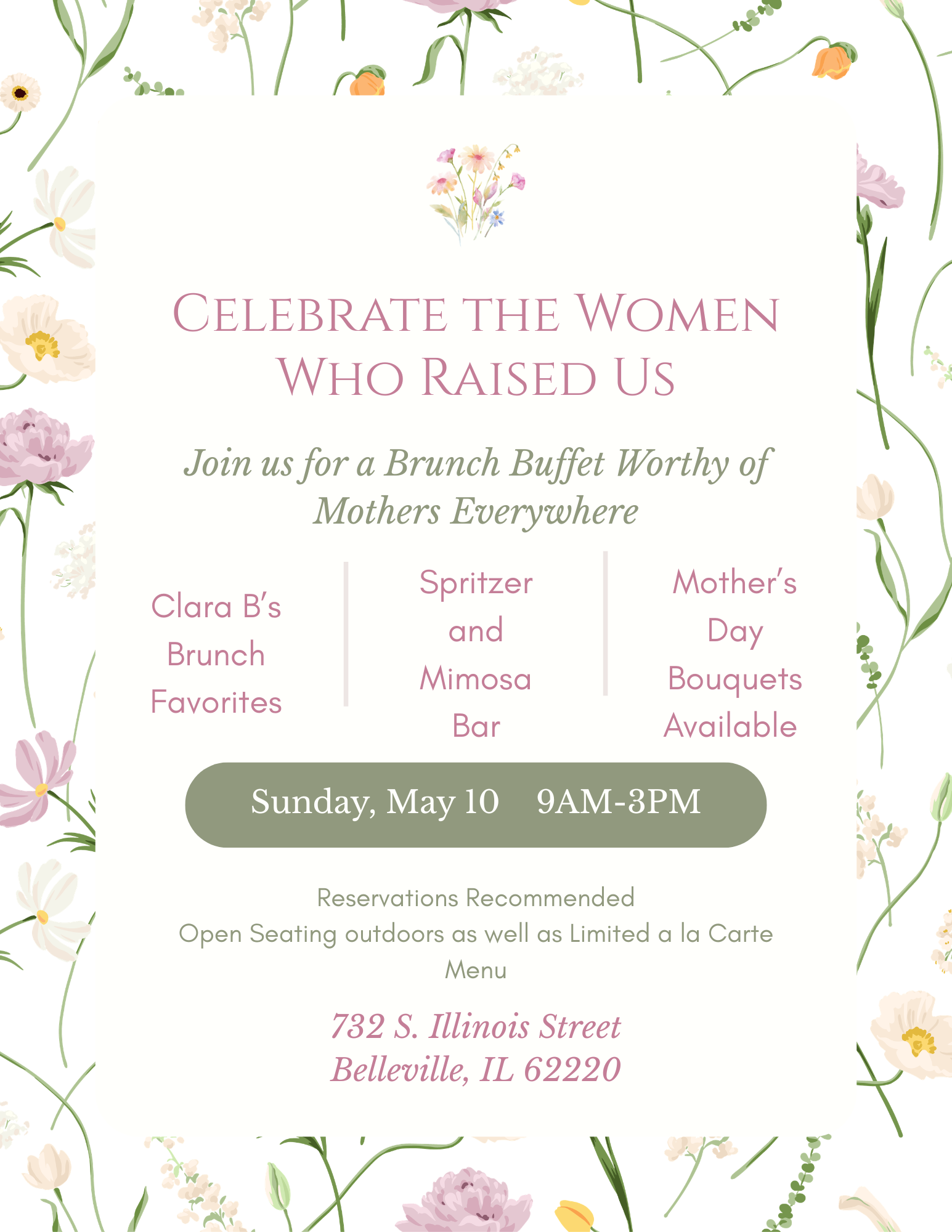 Mother's Day Brunch Buffet Promo for Clara B's on May 10th