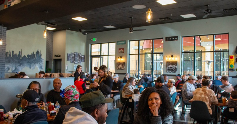 A crowded dining room