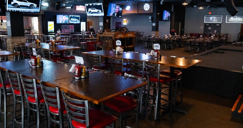 Interior, wide view of dining area