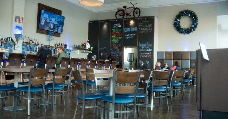 Cozy interior seating area and bar area