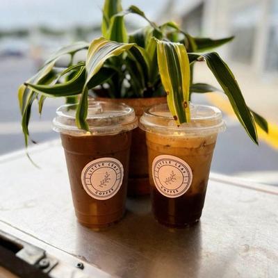 Drinks in sealed cups.