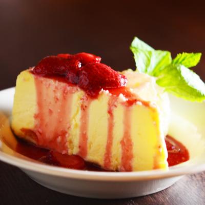 New York Vanilla and Strawberry Cheesecake.