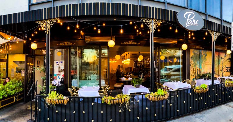 Exterior, patio, tables and seats