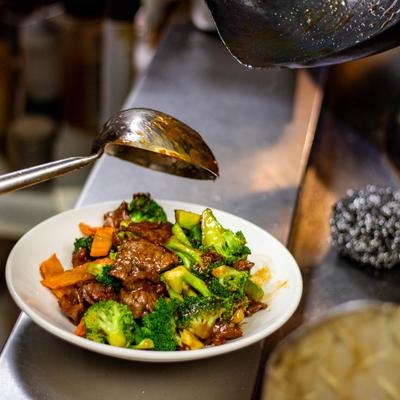 Beef and Broccoli being prepared.
