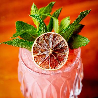 Served cocktail in the glass