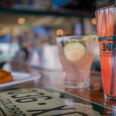 Watermelon Margarita and Hurricane cocktail, closeup