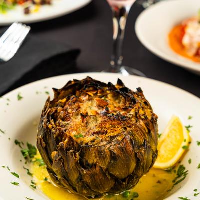 Grilled stuffed artichoke.