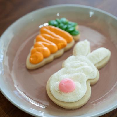 Decorated cookies - carrot and bunny shaped.