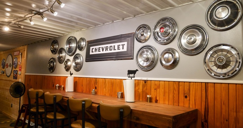 Interior, seating space, wooden decor