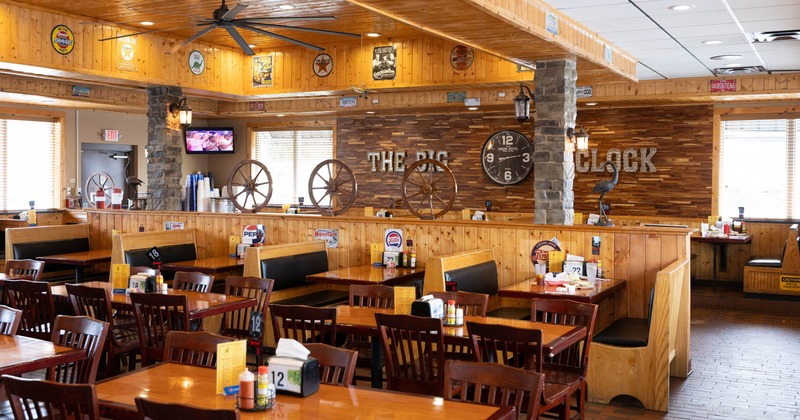 Interior, seating area with tables and chairs