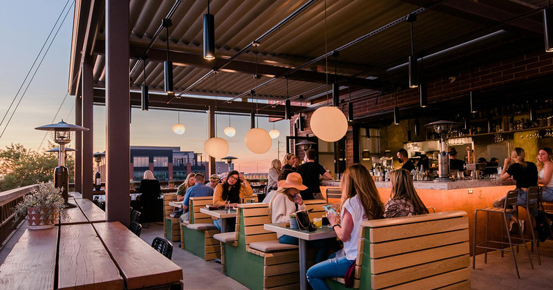 Customers in patio area