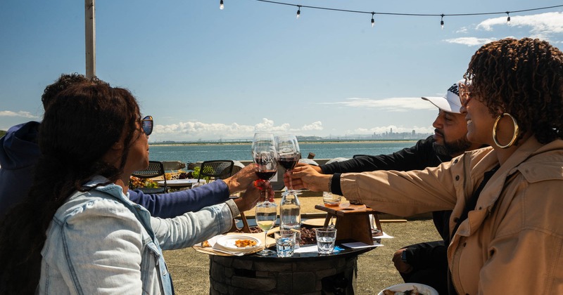 Guests toasting with wine