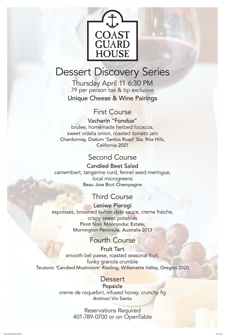 Dessert Discovery Series ....Focus on Cheese event photo