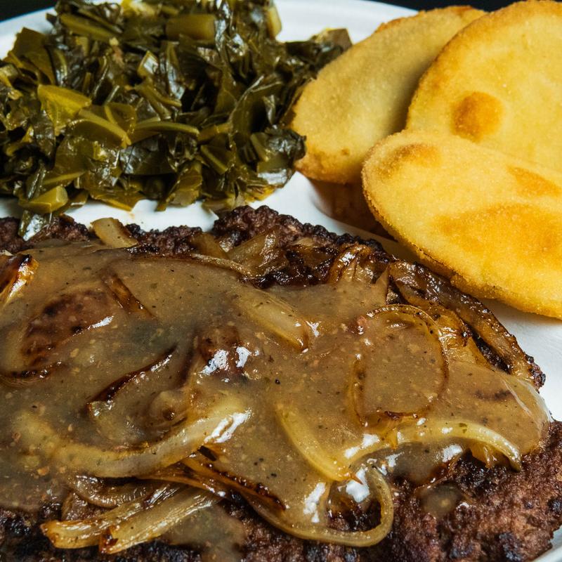 menu item 10 of 12, Grilled Hamburger Steak with Onions & Gravy