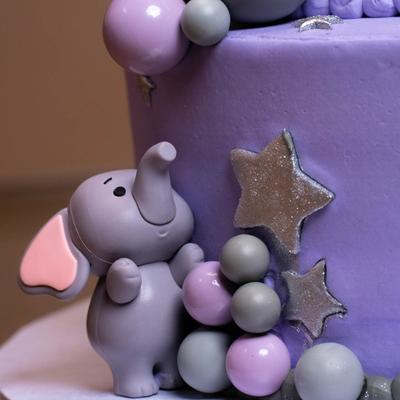 A closeup on a cake decoration.