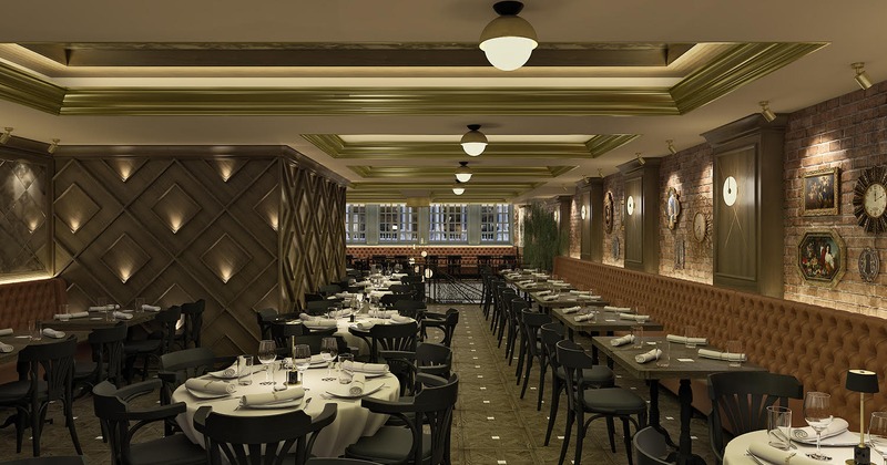 Interior, dining area seating and tables