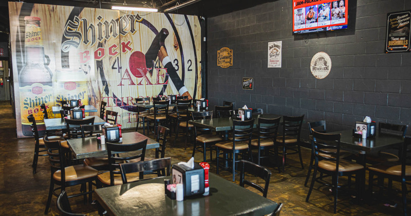 Dining area, tables ready for guests