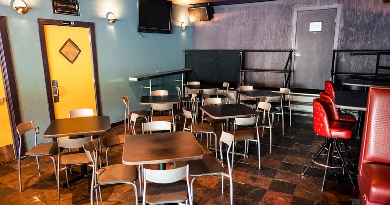 Interior, dining area, tables and chairs