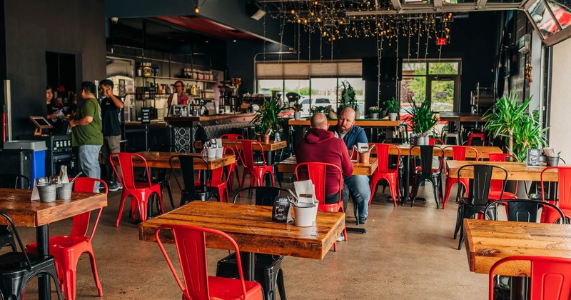 Interior, dining area with guests