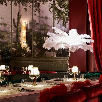 Tables and decorations.