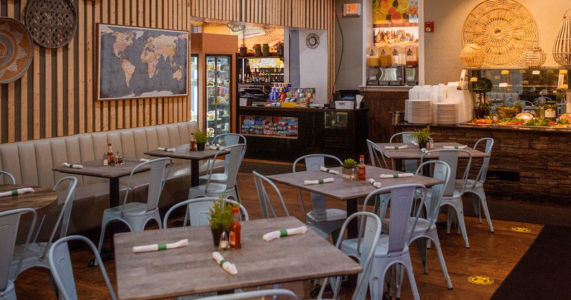 Interior, dining area, tables with accessories