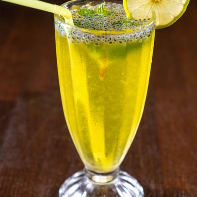 Lime soda, close up.