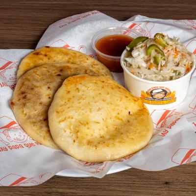 Thick flatbread, salad, and salsa.