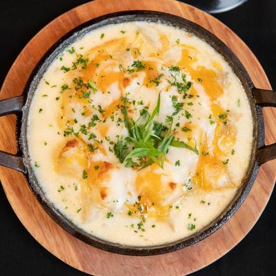 Potatoes au gratin, top view.