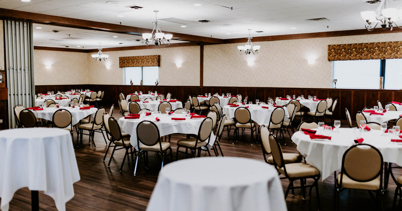 Interior, guest tables with tableware