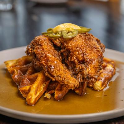 Chicken and waffles.