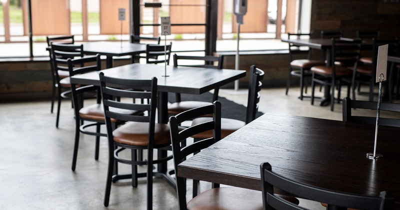 Interior, lined up dining tables