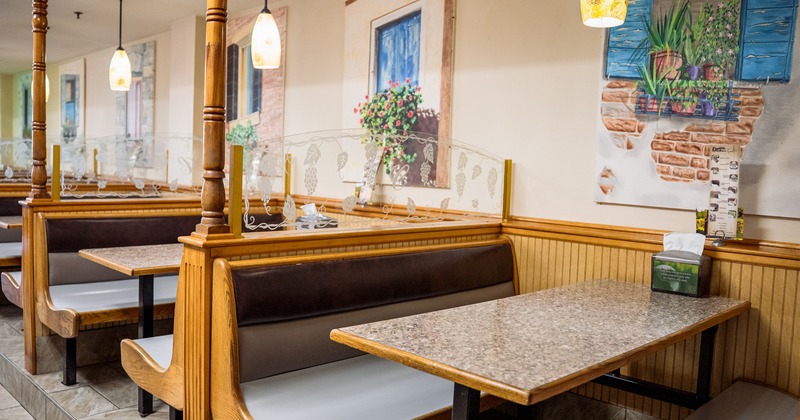 Interior, dining booths