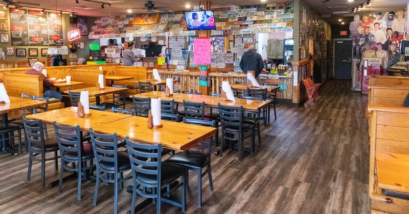 Interior, seating area, guests in the restaurant