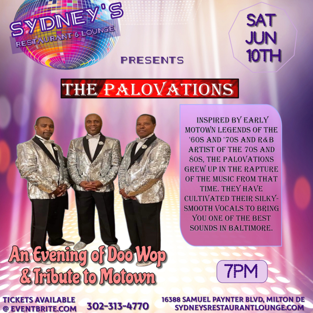Back by popular demand - The Palovations 6/10 -7pm, Tickets @ eventbrite!