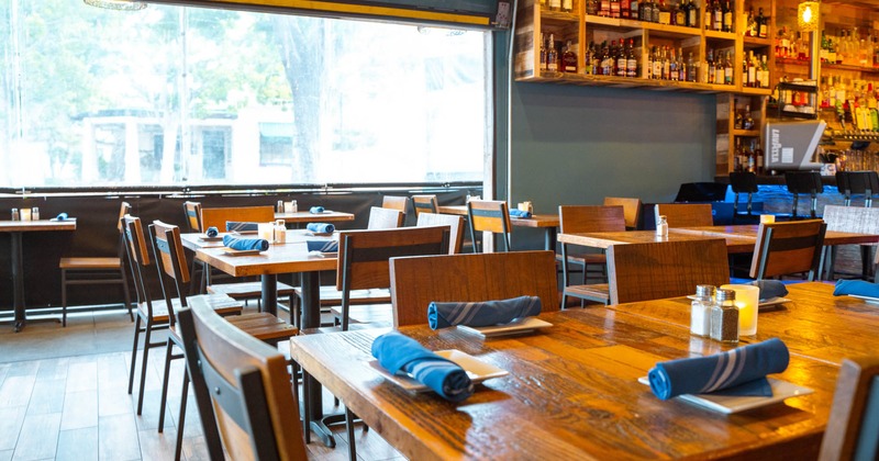 Interior, tables ready for guests