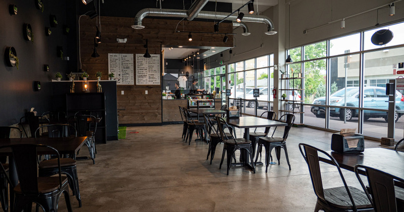 restaurant interior, tables and chairs