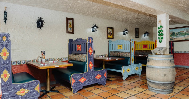 Inside, booth seating area