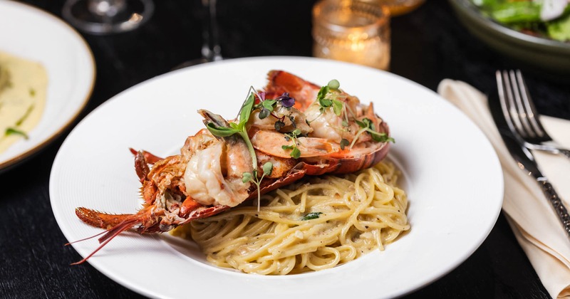 Lobster and Shrimp Spaghetti, served