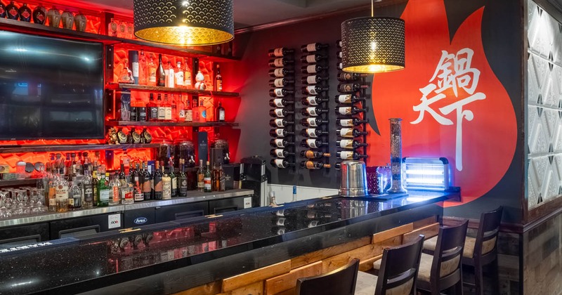 Interior, bar and bar stools