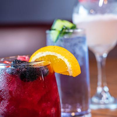 Sangria, Elderflower Empress, and Raspberry Bellini cocktail