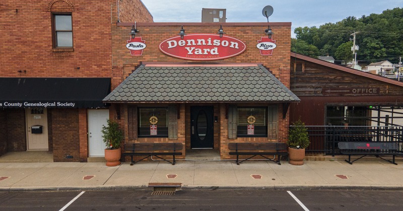 Exterior, aerial front view to restaurant